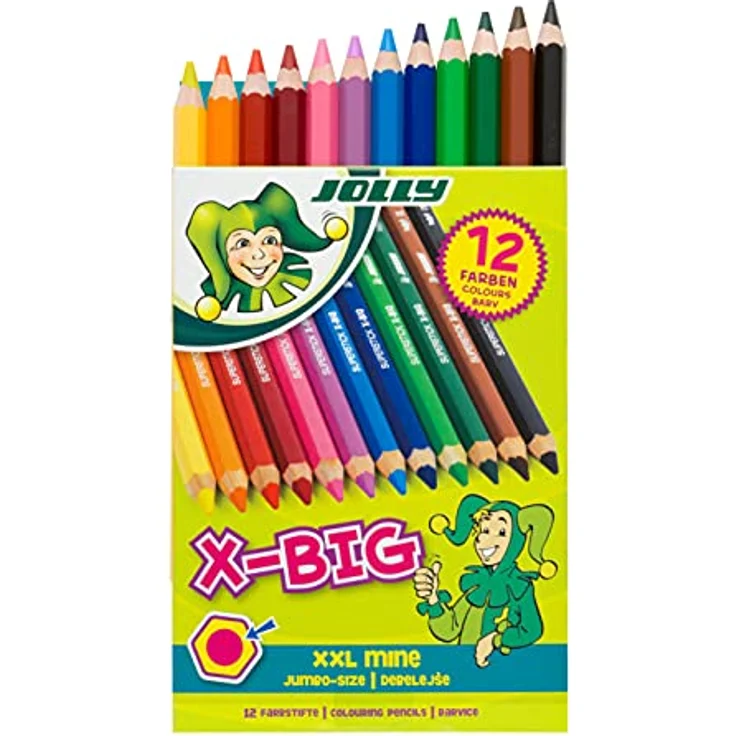 Jolly X-BIG Buntstifte | 12 Extradicke Farbstifte | Extrem Bruchsicher und Langlebig | Ungiftig | 12 Stück im Kartonetui – Bild 3