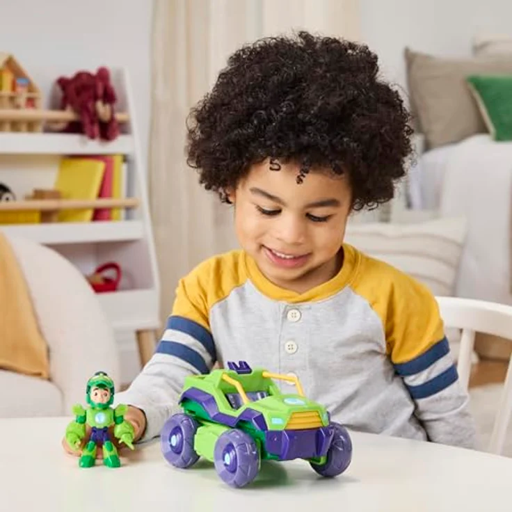 Marvel Iron Man and his Awesome Friends Iron Hulk 2-In-1 Mech-Anzug & Fahrzeug, 7,6 cm bewegliche Action-Figur mit Helm und Verwandlungsfunktion – Bild 4