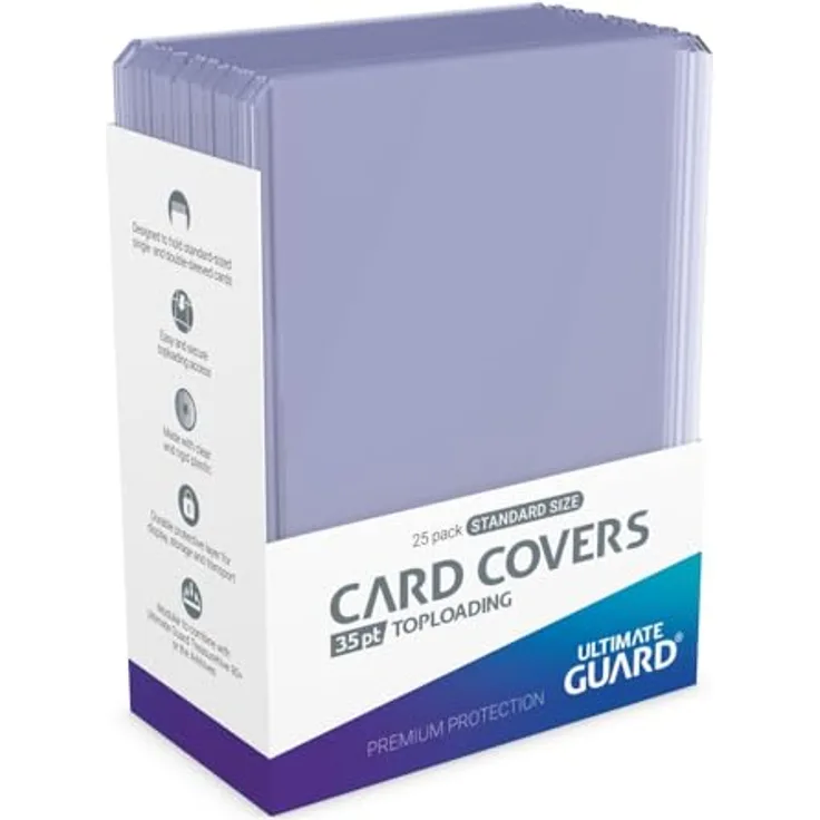 Ultimate Guard Card Covers Toploading 35 pt Transparent, 25er-Pack für Standardkarten, langlebiger Kunststoff, einfacher Toploading-Zugriff