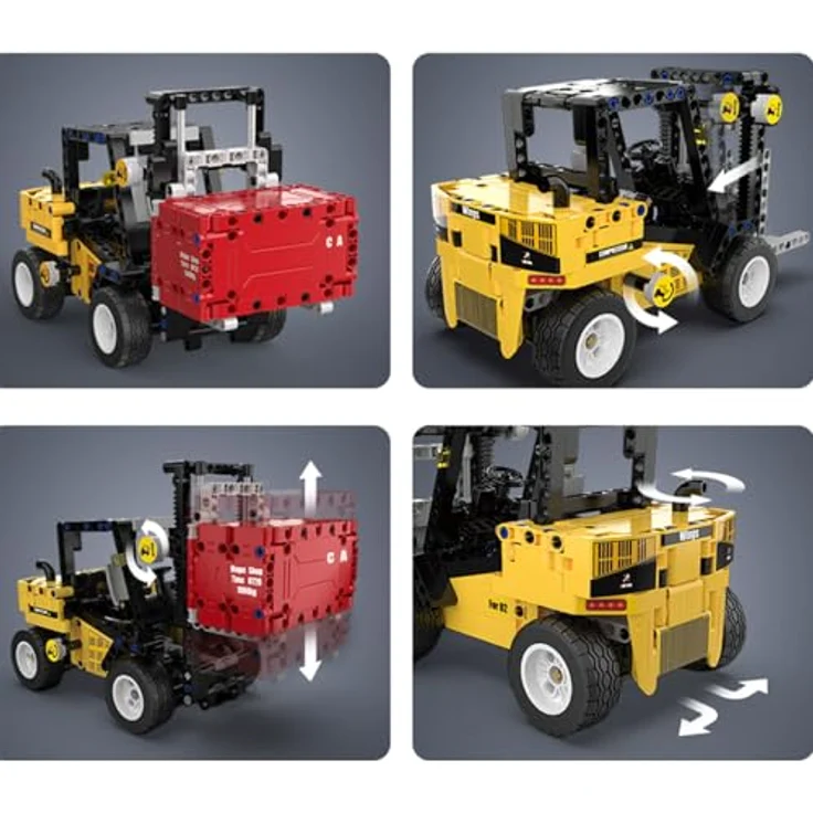 JAMARA CADA Gabelstapler Bricks - Klemmbaustein-Fahrzeug mit 388 Teilen, geeignet für Kinder ab 8 Jahren, inklusive Dekorbogen und verstellbarer Gabel – Bild 4