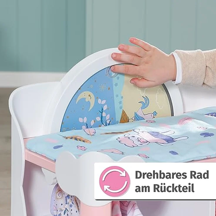 Baby Annabell, Puppen Wickeltisch, Baby Annabell Day&Night Wickeltisch mit drehbaren Rad in Tag- und Nachtmodus, Licht- und Soundfunktionen, Wickelauflage und 3 Kleiderbügeln, 709672, Zapf Creation – Bild 3