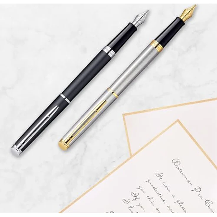 Waterman Hémisphère, Füllfederhalter in Schwarz mit 23 Karat Golddetails, Schreibfarbe Blau – Bild 7