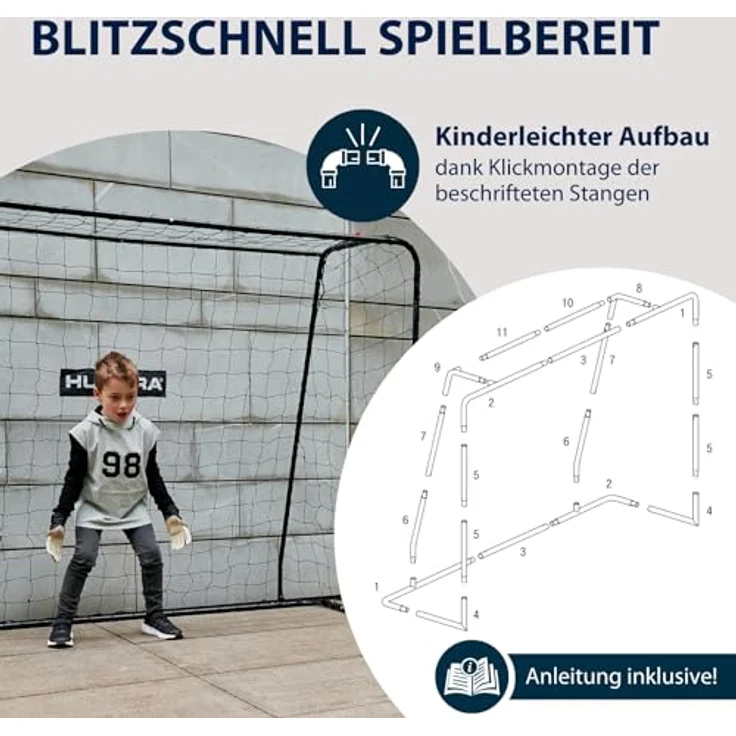 HUDORA Fußballtor Solid 25 - Standfestes Fußballtor für Kinder & Erwachsene - wetterfestes Fußballtor mit engmaschigem Polyester-Netz - Hochwertige Outdoor Torwand für Freizeit & Training – Bild 4