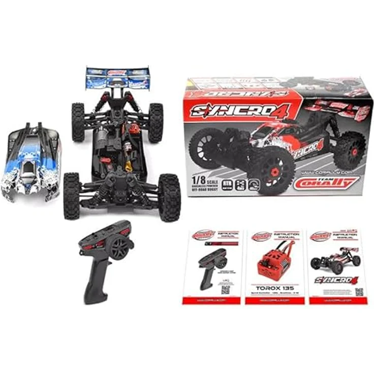 Corally RC Auto Syncro-4 RTR Blau 4WD 1:8 Buggy 3-4S Brushless Power - Ferngesteuertes Auto mit leistungsstarkem Brushless-Motor (3-4S) in Blau – Bild 2