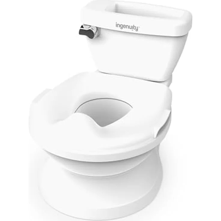 Ingenuity My Size Töpfchen, 2-in-1 Kinder-Töpfchen mit Spülgeräusch, abnehmarem Toilettensitz, leicht zu reinigen, mit Stauraum, für Töpfchentraining, ab 18M bis 23Kg (Weiß)