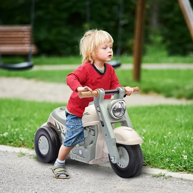 AIYAPLAY Kinder Motorrad, Rutschauto mit Musik, 1,5V Kinderauto mit Blasen, Dreirad Kindermotorrad für Kinder 2-5 Jahre, bis 30 kg belastbar, Cremeweiß – Bild 2
