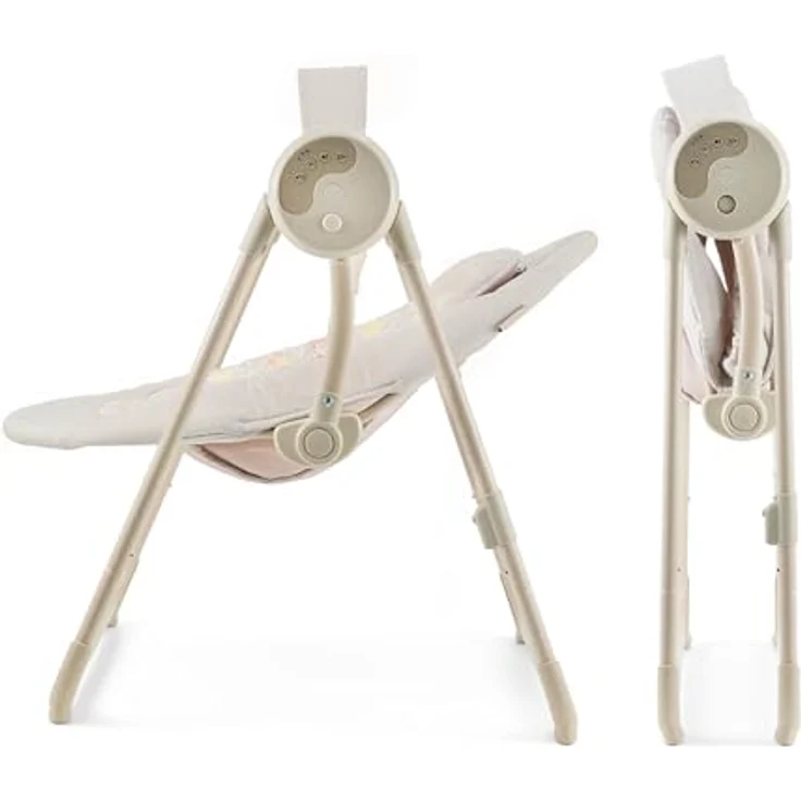 Kinderkraft SWINGEE Elektrische Babywippe mit Schwingfunktion, 5 Geschwindigkeitsstufen, verstellbarer Rückenlehne, 8 Beruhigungsmelodien, leicht und klappbar, Beige – Bild 4