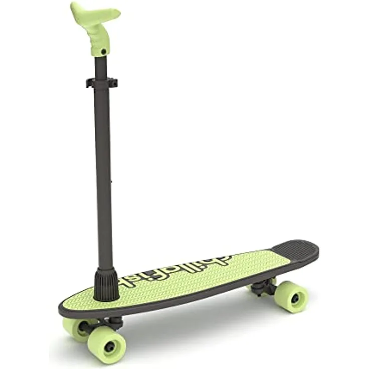 Chillafish Skatieskootie 2 Trainings-Skateboard und Lean-to-Steer-Roller mit abnehmbarem Stabilitätslenker, Pistazie