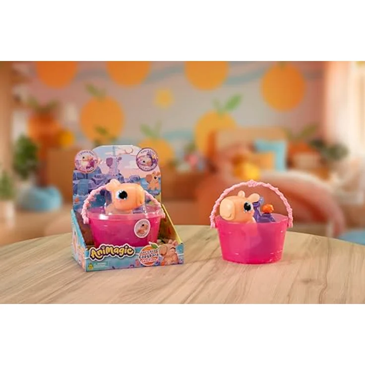 Animagic Let's Glo Capybara - SPA TIME, sensorisches Kinderspielzeug mit Wasser-Aquarium und Mandarinen-Suche, für Kinder ab 4 Jahren, braun – Bild 2