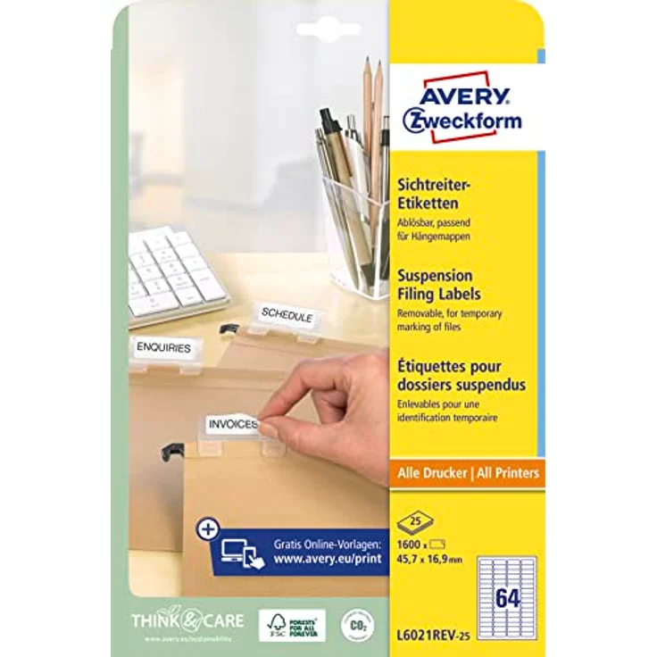 AVERY Zweckform L6021REV-25, 1.600 selbstklebende Etiketten, weiß, 45,7 x 16,9 mm, FSC®-zertifiziert – Bild 9