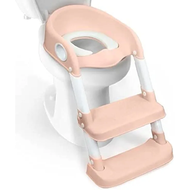 Mobiclinic® Kids, Toilettensitz Kinder, Modell Lala, Europäische Marke, Toilettensitz Kinder mit Treppe, WC-Sitz Kinder, für Kinder von 1-8 Jahren, Rosa und weiß