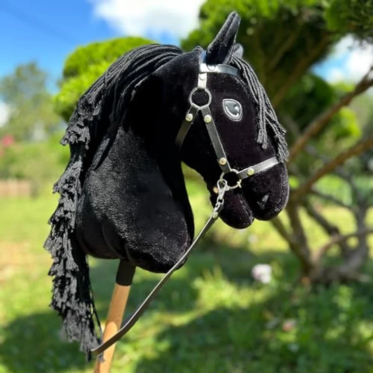 Hobby Horse Land Black Star A3, Steckenpferd mit Fliegenhaube in Weiß, langlebige Materialien für jahrelangen Spielspaß – Bild 4