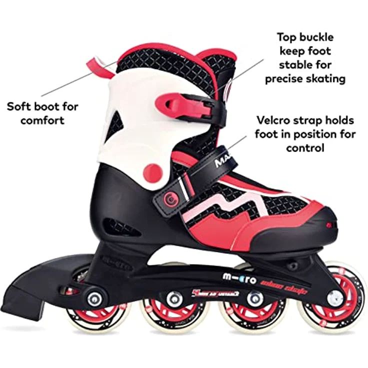 Micro Mobility Majority Red Kinder Rollerskates aus Polypropylen in der Farbe Rot-Weiß-Schwarz, Größe: 27-30, MIS0011 – Bild 3