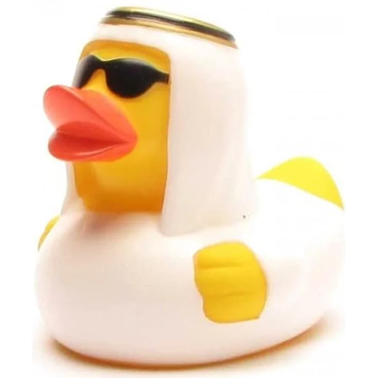 Duckshop Badeente - personalisierbar (Scheich Ente) mit individuellem Wunschtext, 8 cm, quietschend, Vinyl – Bild 3