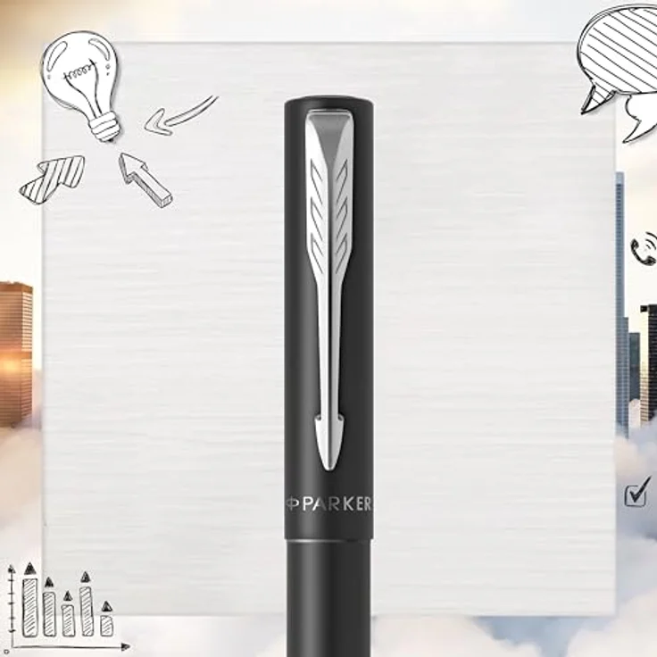 Parker Füllfederhalter Füller Vector XL Metallic black M-Feder - Stilvolles Design, Quink-Tinte, ergonomische Form – Bild 6