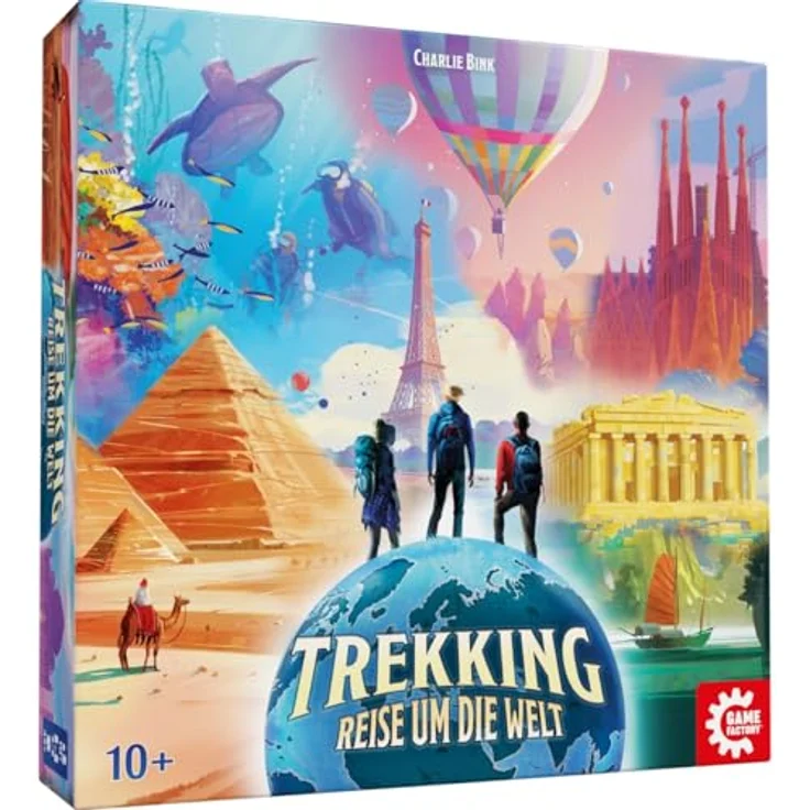 Game Factory Trekking - Reise um die Welt, Gesellschaftsspiel für 2-5 Spieler, ab 10 Jahren, Brettspiel mit Sehenswürdigkeiten und Kartenmanagement – Bild 1