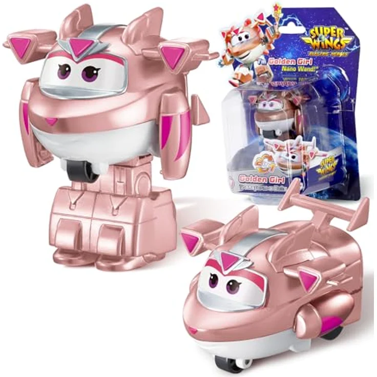 Super Wings Golden Girl Transformations-Flugzeug, 2-in-1 Action Figur, 5 cm großes pinkes Roboter-Spielzeug für Kinder ab 3 Jahren – Bild 1