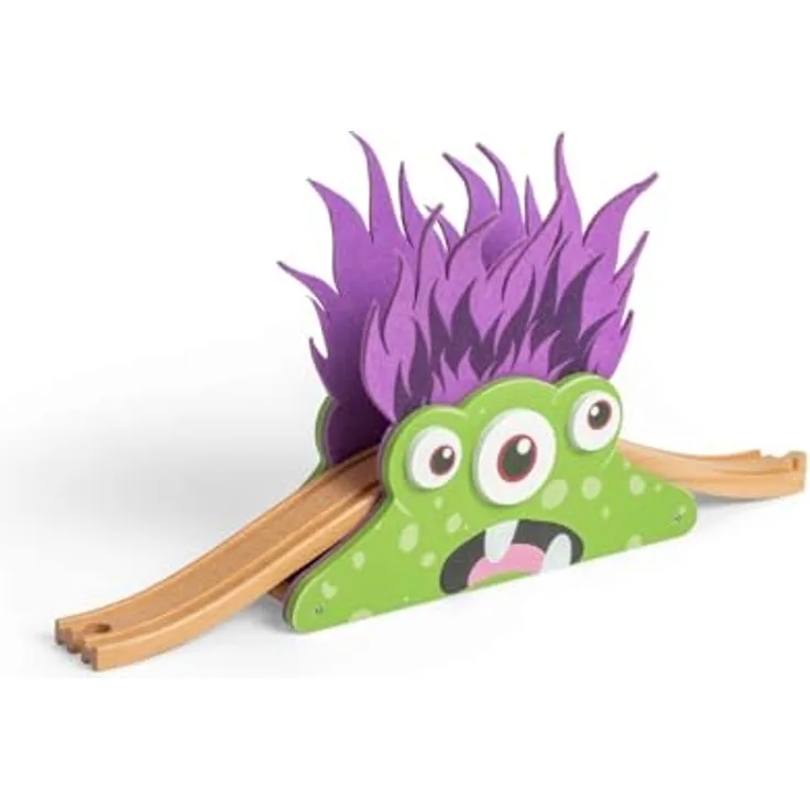 Bigjigs Holzmonsterbrücke, robuste Holzeisenbahn-Brücke für fantasievolles Spielzeug-Bahn-Design