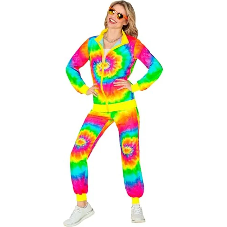 Widmann Psychedelic Hippie Trainingsanzug Unisex, Jacke und Hose in bunten Farben, Größe L – Bild 3