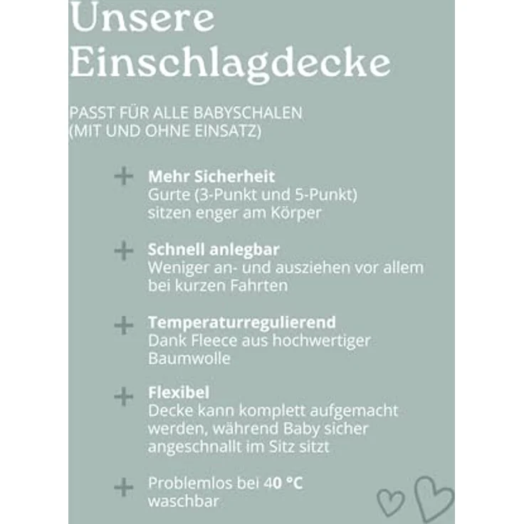 ULLENBOOM ® Einschlagdecke Babyschale, Für Winter geeignet, Blau (Made in EU) - Babydecke für Autositz (z. B. Maxi Cosi ®) oder Kinderwagen, ideale Decke für Babys – Bild 5