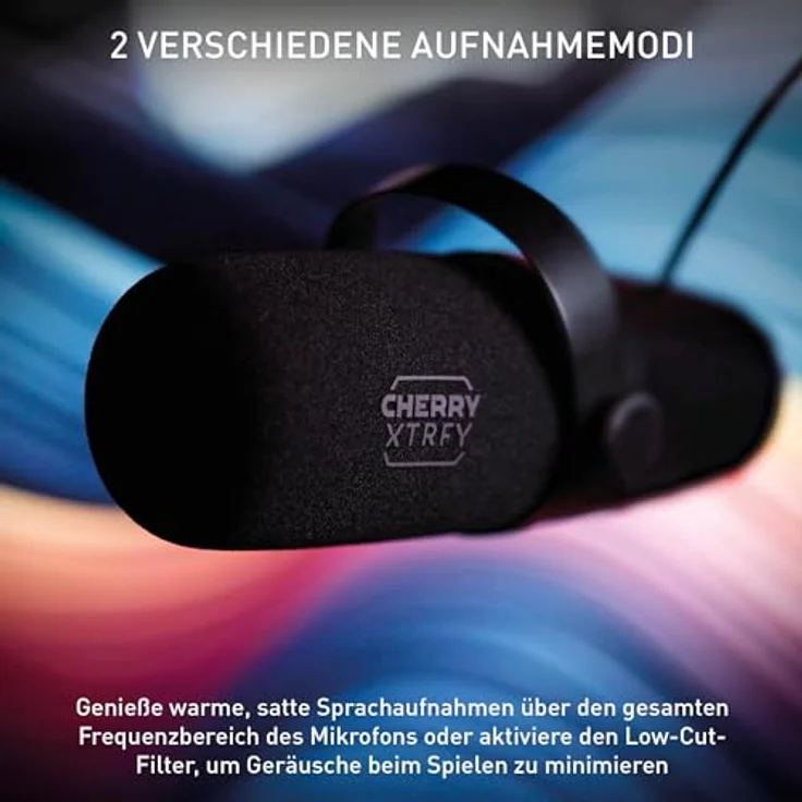 CHERRY XTRFY NGALE X, Professionelles USB- & XLR-Mikrofon für Aufnahmen, Gaming & Streaming, dynamisches Mikro, Cardioid, Plug & Play, Low-Cut-Filter, Schwarz – Bild 4