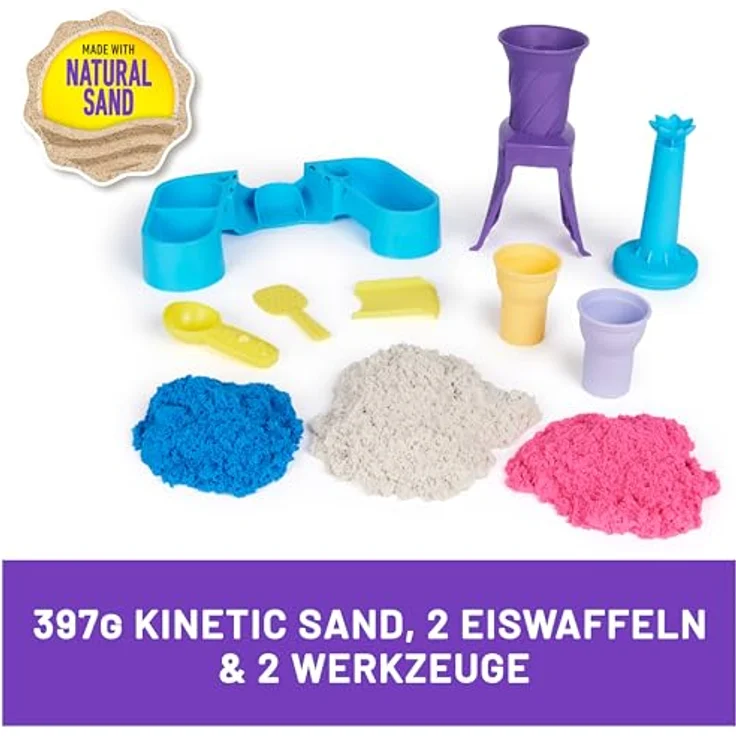 Spin Master Kinetic Sand Soft Serve Ice Cream Station, Bastelset mit 397g farbigem Kinetic Sand für kreative Eiskreationen – Bild 3