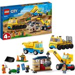 LEGO 60391 City Baufahrzeuge und Kran mit Abrissbirne, Spielzeug mit Bagger, Kipper und Transportfahrzeugen, Lernspielzeug für Kleinkinder ab 4 Jahren