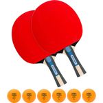Sport-Thieme Tischtennisschläger-Set Champion, 2 Schläger und 6 Bälle inklusive, konkaver Griff, ideal für Techniktraining