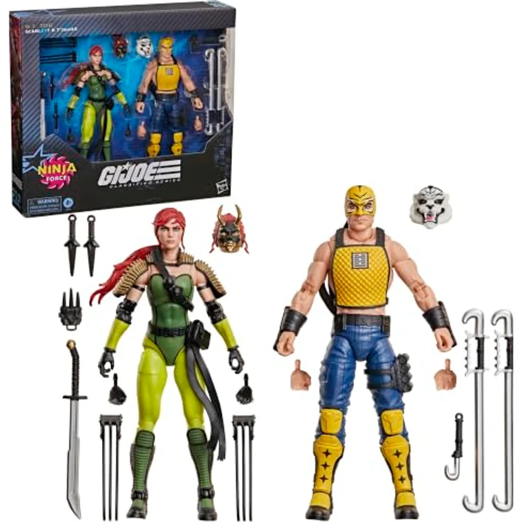 Hasbro G.I. Joe G20465L00 Classified Series, Ninja Force Scarlett und T'Jbang Figuren-Set mit 15 Zubehörteilen aus ABS, PP und PVC – Bild 2