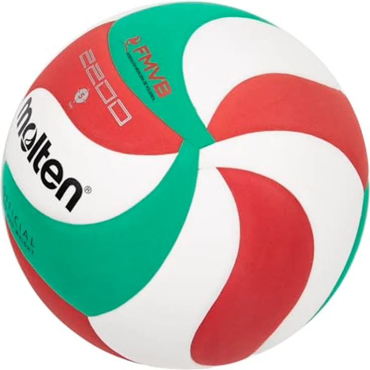 Molten V5M2200 Trainingsball, weiß/grün/rot, extrem belastbar, Synthetik-Leder – Bild 4