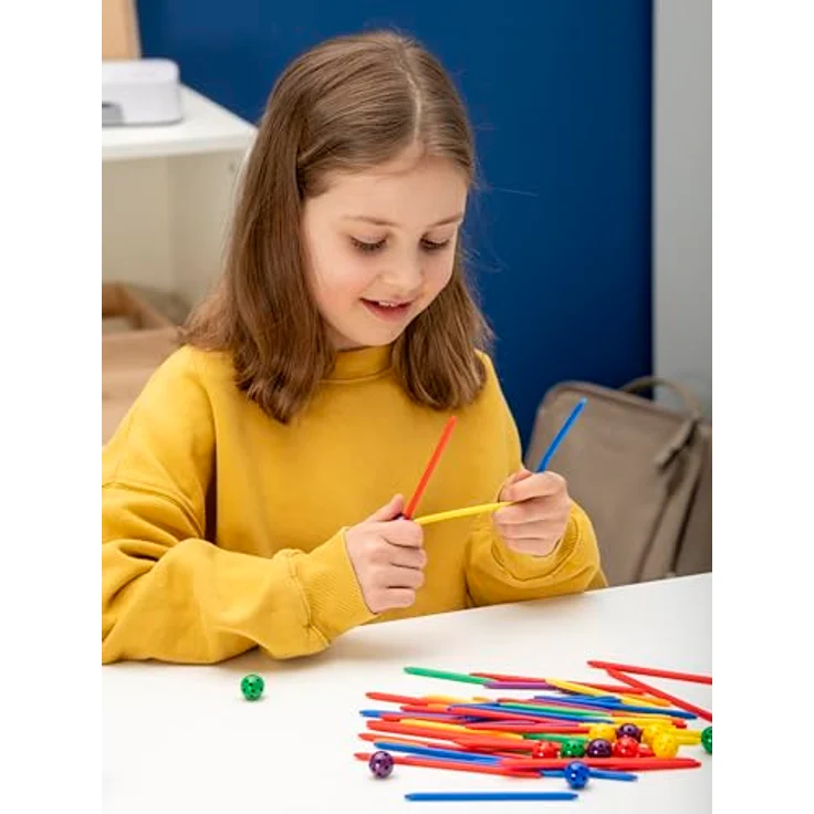 Betzold Geometrie-Steckbaukasten – Lernspielzeug mit 330 Bauteilen, bunt sortiert in Orange, Violett, Grün, Gelb, Blau und Rot – Bild 7