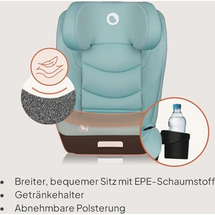 lionelo Autokindersitz NEAL I-SIZE, für Kinder von 100-150 cm, Isofix & Gurt, Getränkehalter, waschbarer Bezug – Bild 7