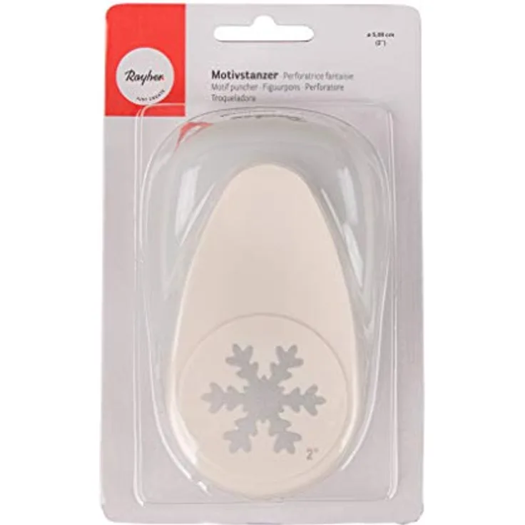 Rayher Hobby 69007000 Motivstanzer Schneeflocke, ø 5,08 cm- 2 Zoll, inkl. Auffangbehälter, geeignet für Papier/Karton bis zu 200g/m², transparente Sicherheitsabdeckung