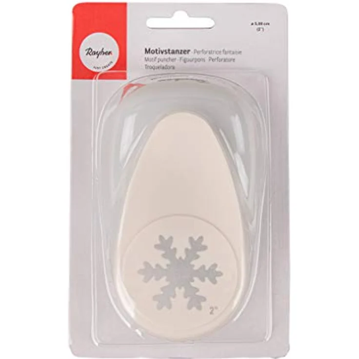 Rayher Hobby 69007000 Motivstanzer Schneeflocke, ø 5,08 cm- 2 Zoll, inkl. Auffangbehälter, geeignet für Papier/Karton bis zu 200g/m², transparente Sicherheitsabdeckung – Bild 1