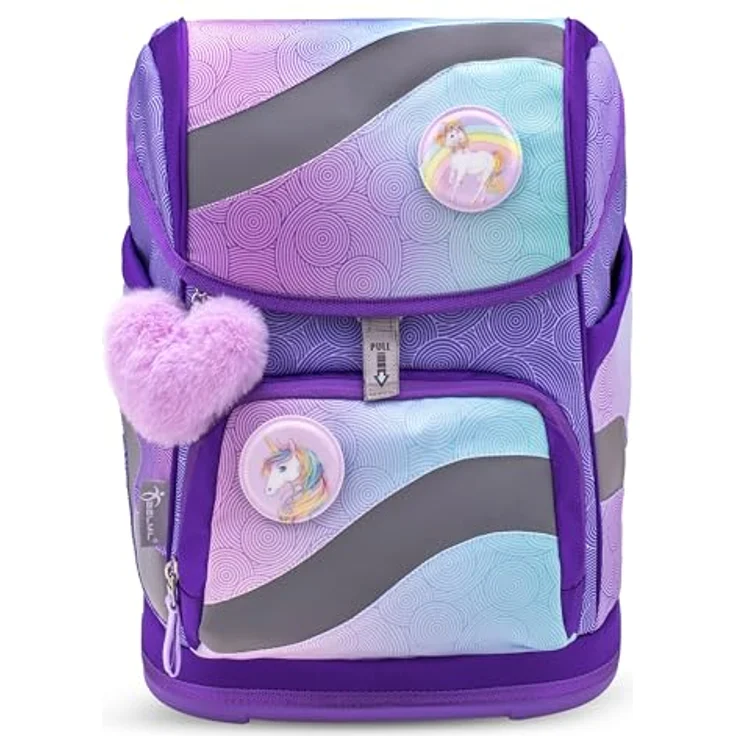 Belmil Smarty Schulranzen Set 5-teilig, ergonomische Schultasche mit 6 Patches, wasserabweisendes Polyester, für Kinder 6-10 Jahre, 20 L Volumen – Bild 4