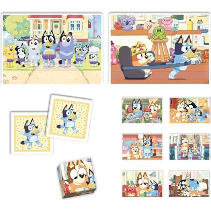 Clementoni Edukit 4 in 1 Bluey (Memo, Puzzle 30 und 48 Stücke, 6 Würfel) - pädagogische Spiele für Kinder - Memory und Logik-Spiel 18320 - umfassendes Bluey-Set für aktiven Lernspaß – Bild 2
