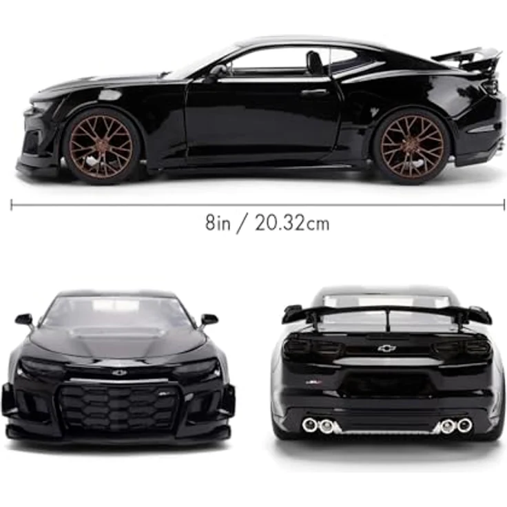 Jada Fast&Furious 2024 Chevrolet Camaro, Modellfahrzeug im Maßstab 1:24, schwarze Farbgebung, detaillierte Nachbildung mit zu öffnenden Türen – Bild 3