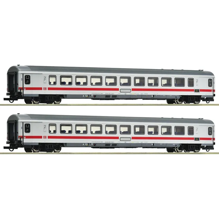 Roco 6200155, Modelleisenbahn-Wagen-Set, 2er-Set IC 2310 der Deutschen Bahn AG, farblich gestaltet in Rot und Grün, Maßstab H0 (1:87)