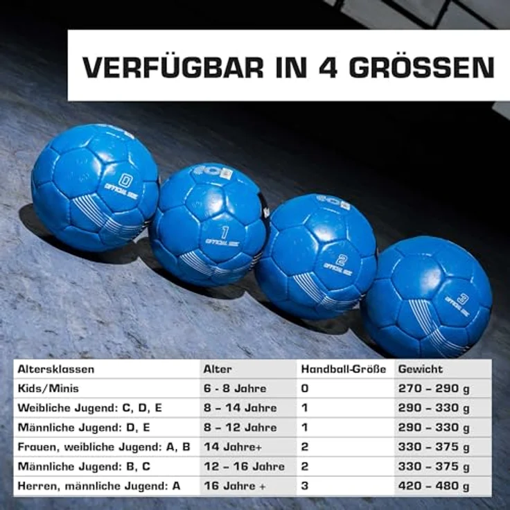 Kempa Leo Handball, strapazierfähiger Trainings- und Spielball für Kinder und Erwachsene, Größe 0-3, kempablau/schwarz – Bild 5