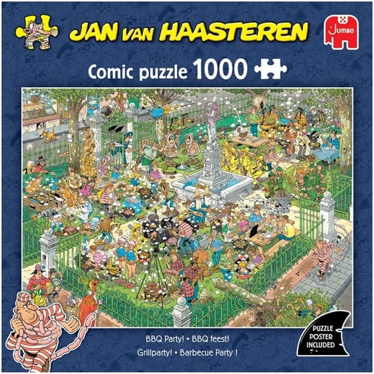 Jan van Haasteren BBQ Party!, 1000-teiliges Puzzle mit chaotischem Grill-Szenario und absurd witzigen Details – Bild 4
