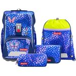 Step by Step Giant Schulranzen-Set „Butterfly Maja“, 5-teilig, ergonomischer Tornister, höhenverstellbar, mit Reflektoren, blau-rosa, 23 Liter für Mädchen ab der 1. Klasse