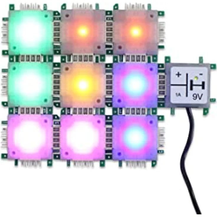 ALLNET brickrknowledge 7 Color Light Set, LED-Birnen in Blau, Grün, Orange, Rot, warmweiß, Gelb, inkl. Netzteil, 28 Bauteile – Bild 3