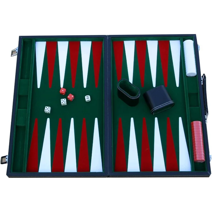 Enigma Backgammon Vinyl Big, klassisches Brettspiel für 2 Spieler, faltbar mit Spielsteinen und Würfeln, Niederländisch