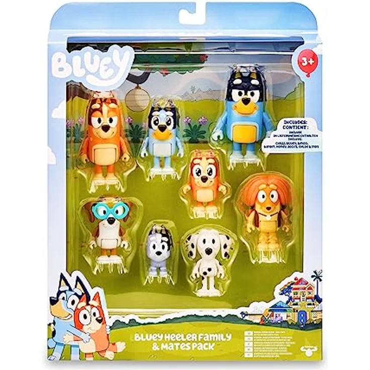 BlueY Bluey Figurenset, 8-teilig, Cartoon-Figuren 6-8 cm, ab 3 Jahren, ohne Batterien, Kunststoff – Bild 2