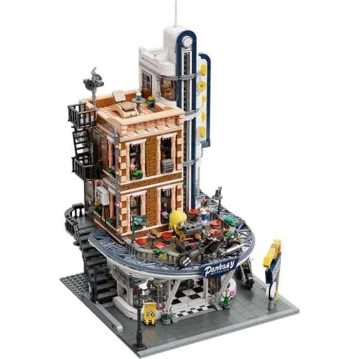 Pantasy Original Bauset Motorcycle Restaurant, modulares Klemmbaustein-Bauset mit 2994 Teilen, inklusive 5 Minifiguren und Dachterrassen-Bar – Bild 2