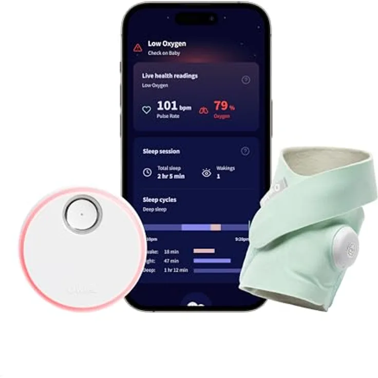 OWLET Dream Sock Pulsoximeter - Medizinisch geprüft, Liveübertragung, Echtzeit-Messwerte, Säuglinge & Babys