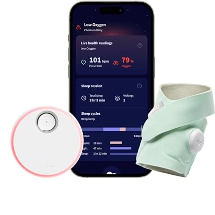 OWLET Dream Sock Pulsoximeter - Medizinisch geprüft, Liveübertragung, Echtzeit-Messwerte, Säuglinge & Babys – Bild 1