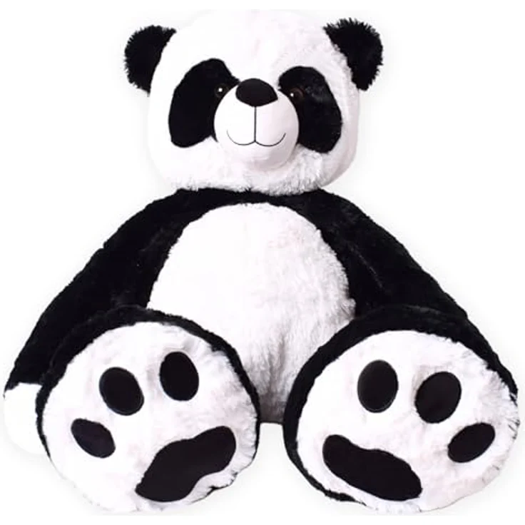 TE-Trend XXL Panda Kuscheltier Bär Teddybär groß Riesen Teddy Pandabär Plüschtier Stofftier 100cm sitzend und liegend verwendbar Mehrfarbig – Bild 5