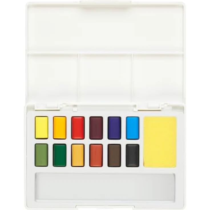 Faber-Castell 169712 Aquarellfarben Set, 12 leuchtende Farbnäpfchen mit Mischpalette und Wassertankpinsel für Einsteiger und Hobbykünstler – Bild 3