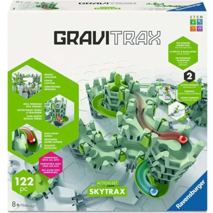 Ravensburger GraviTrax - Action-Set M Skytrax, interaktives Kugelbahnsystem mit über 120 Elementen und Scoop-Action-Element – Bild 1